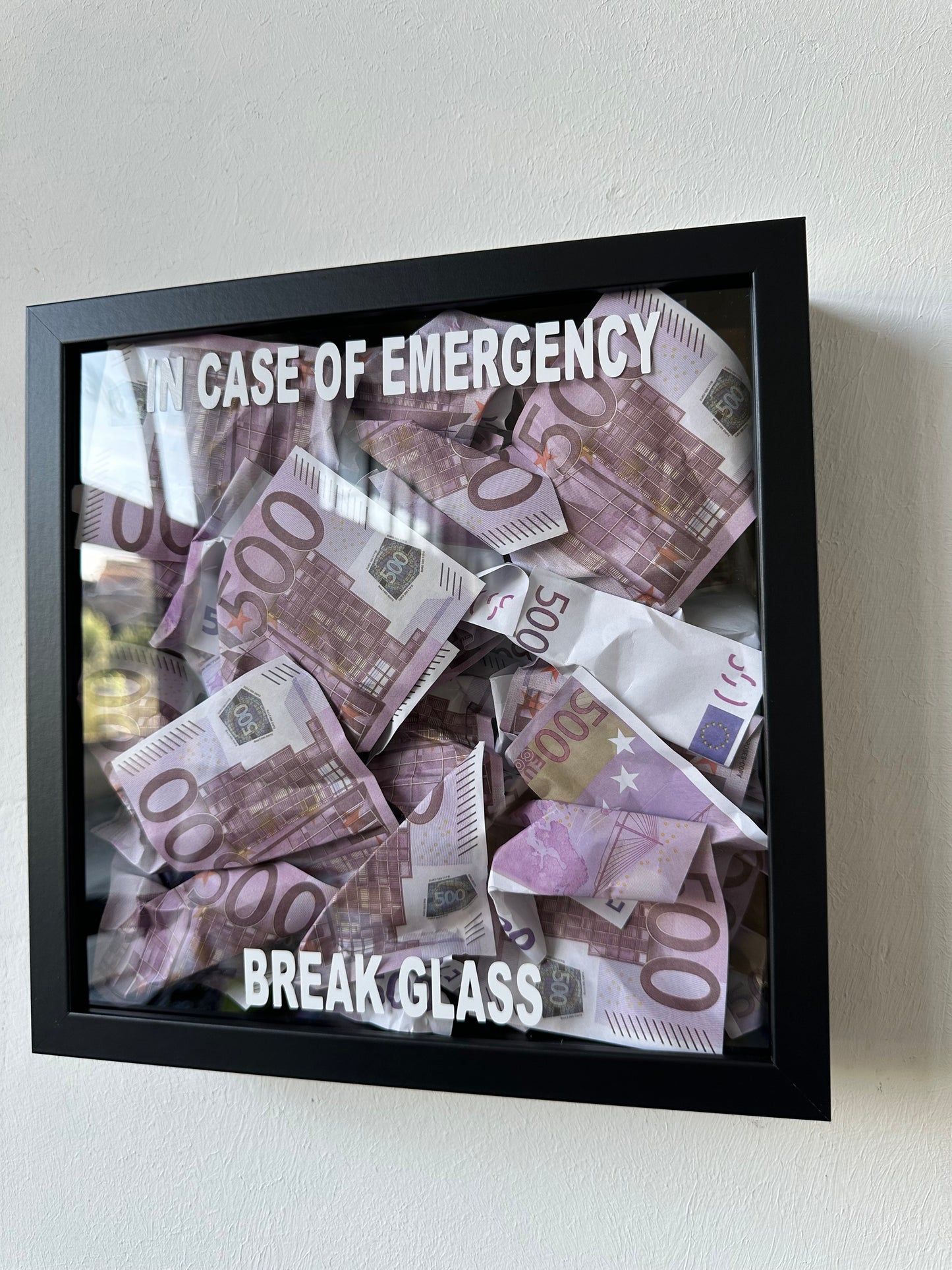 Quadro Money 500€ - In Case of Emergency - 2 colori disponibili