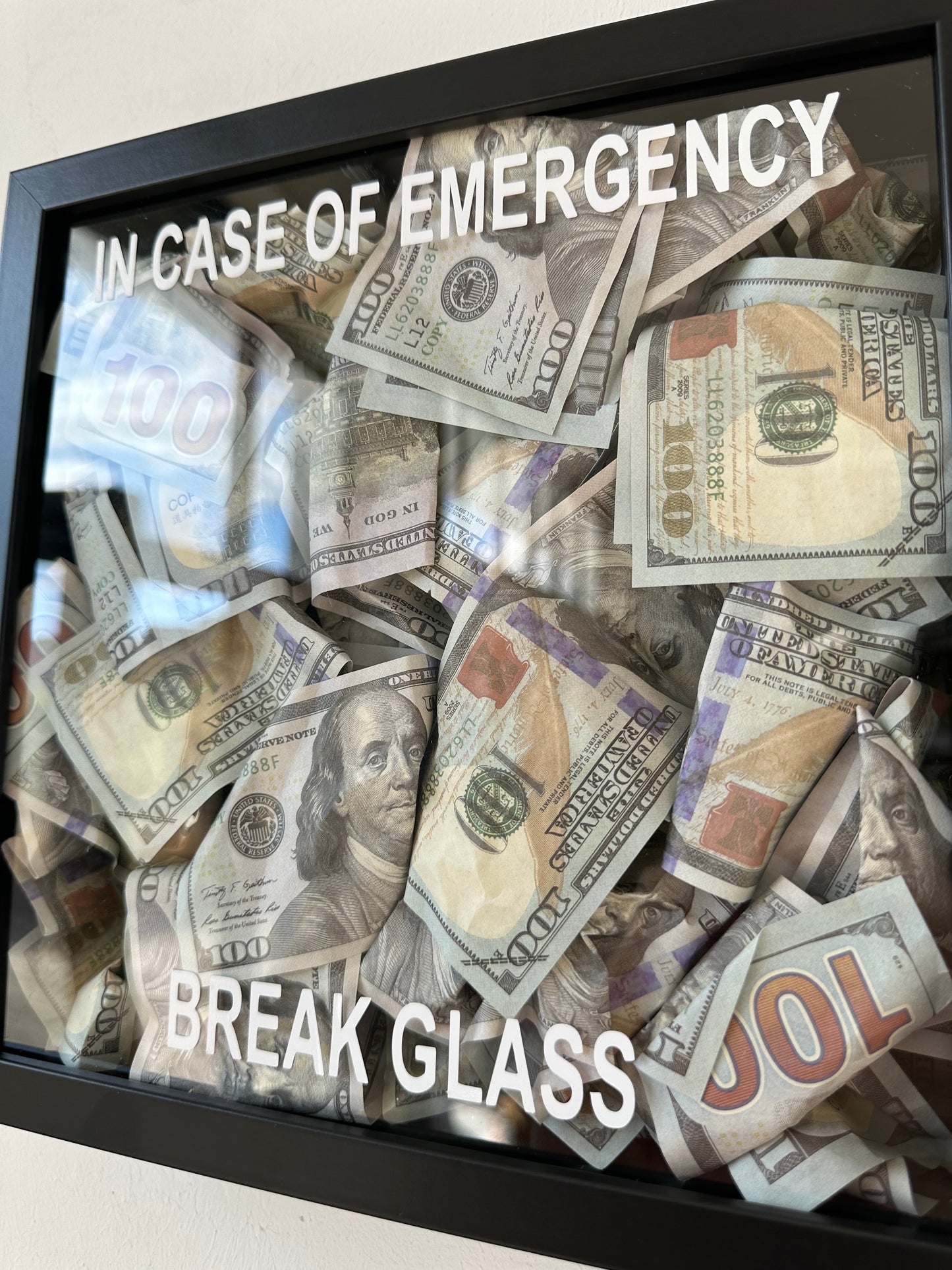 Quadro Money 100$ - In Case of Emergency - 2 colori disponibili - Gift