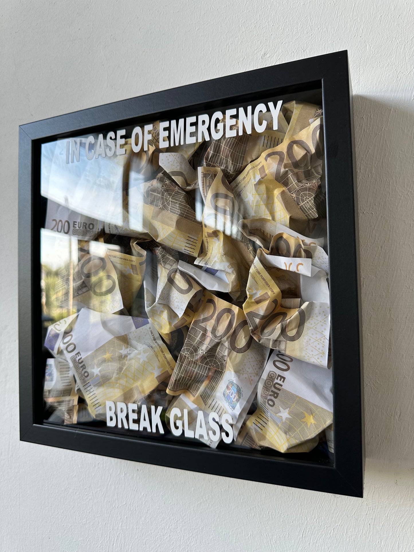 Quadro Money 200€ - In Case of Emergency - 2 colori disponibili